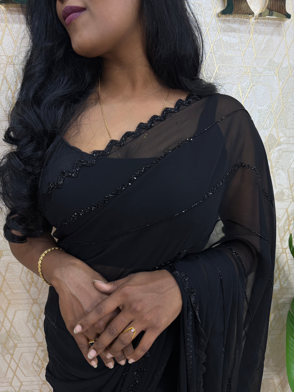 Black Katdana Work Designer Saree 90