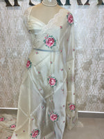 Cream Soft Organza CutWork With Embroidery Saree 40