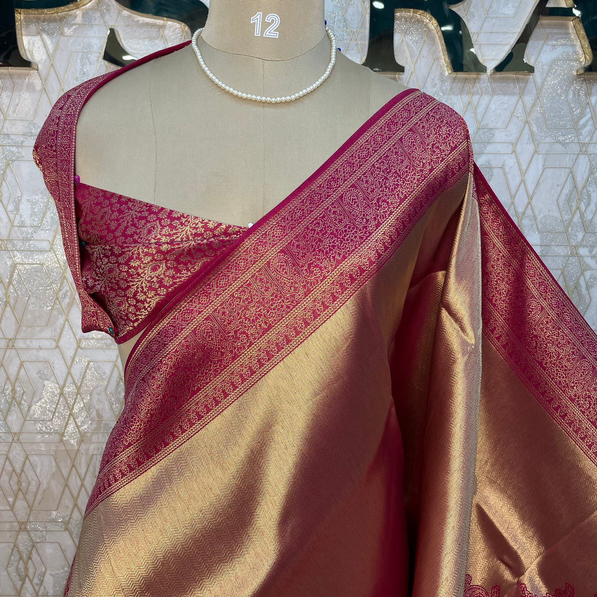 Pink n Gold Tissue Designer Saree 314
