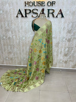Pista Green Soft Tussur Floral Work Saree 63