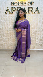 Purple Checks Crepe Silk Saree 74