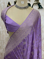 Lavender Satin Mashru Silk Saree 07