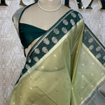 Pista Green n Green Banarasi Soft Tissue Saree 313
