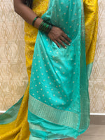 Yellow Meenakari Khadi Georgette Saree 26