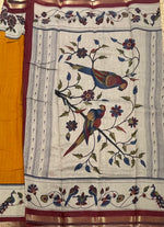 Yellow n Maroon Mangalgiri Cotton Silk Saree 13