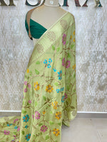 Pista Green Soft Tussur Floral Work Saree 63