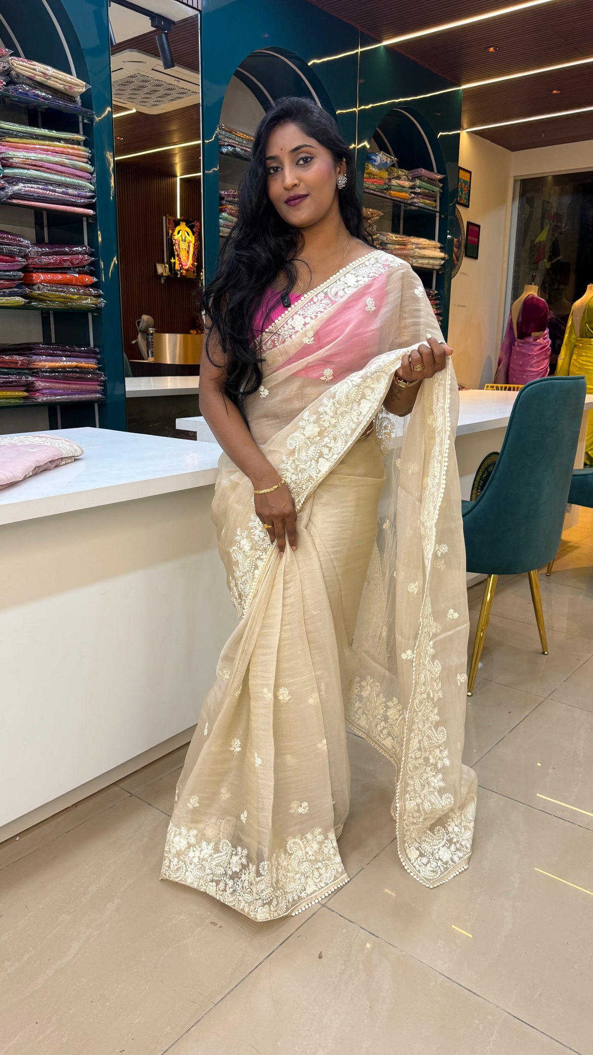 Cream Tissue Shimmer with Sequin Saree 69