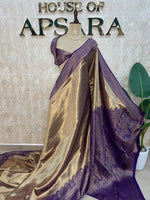 Blue n Gold Tissue Designer Saree 314