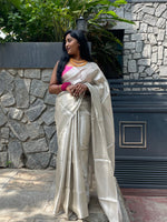 Grey Pure Tissue Brocade Saree 11
