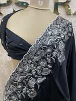 Black Soft Tussur Embroidery Saree 21