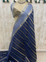 Navy Blue Soft Silk Stripes Saree 48