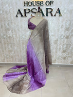 Grey n Purple Semi Tussur Kora Dual Shade Saree 36
