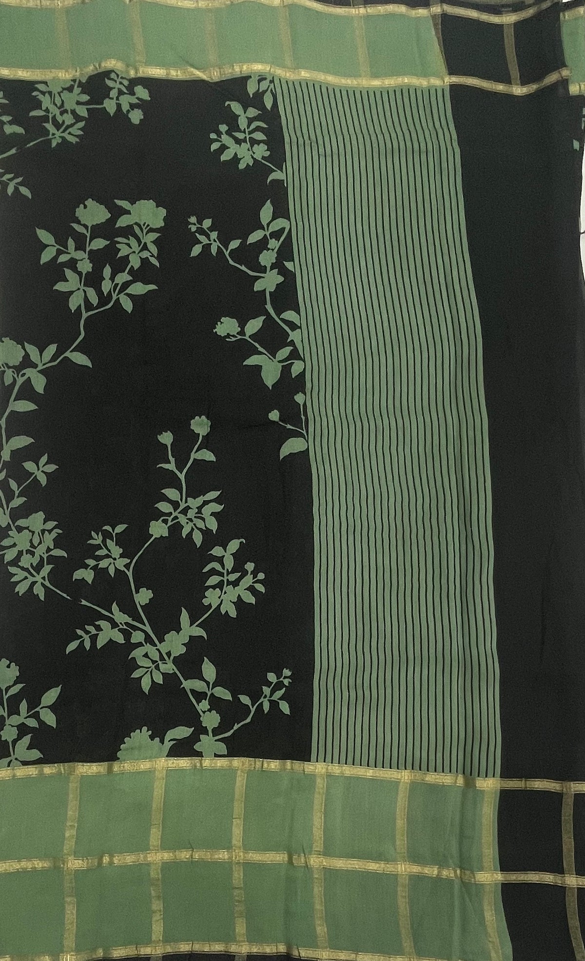 Black n Green Assam Silk Saree 23