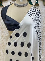 White n Black Satin Digital Print Saree 45