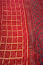 Red Dola Silk Ajrakh Print Saree 18