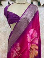Wine n Pink Dola Crepe Digital Print Saree 25