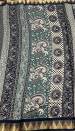 Peacock Green n Black Pure Mangalgiri Cotton Silk Saree 13