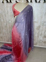 Red n Lilac Semi Tussur Kora Dual Shade Saree 36