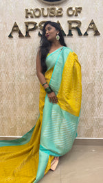Yellow Meenakari Khadi Georgette Saree 26