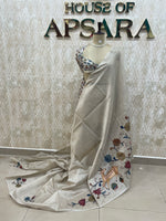 Cream Lenin Appliqué Saree 39