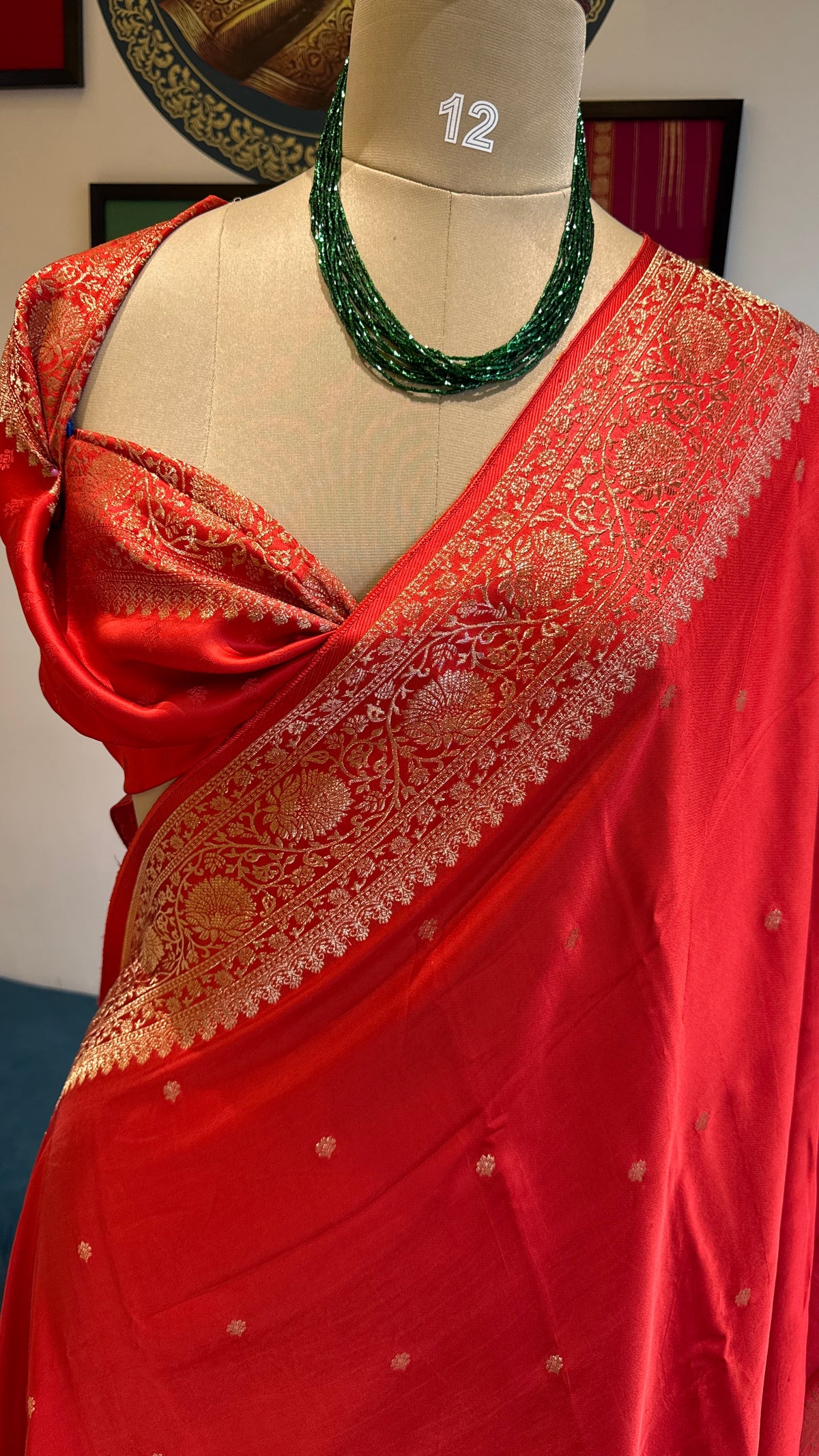 Orange Satin Mashru Silk Saree 07