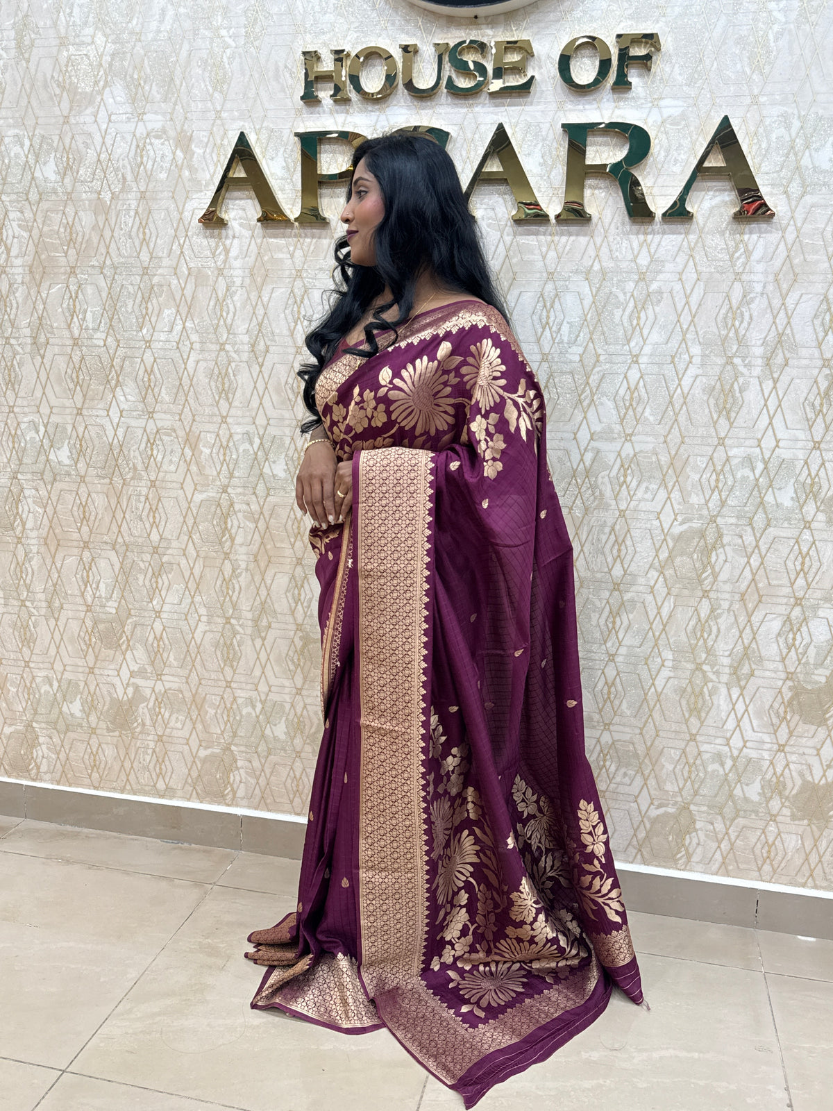 Wine Banarasi Raw Silk Saree 32