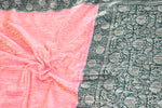 Pink and Green Crush Tissue Saree