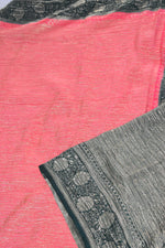 Pink and Green Crush Tissue Saree