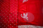 Red Chinnon Crepe Flamingo Saree