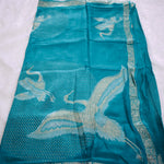 Sky Blue Chinnon Crepe Flamingo Saree