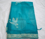 Sky Blue Chinnon Crepe Flamingo Saree
