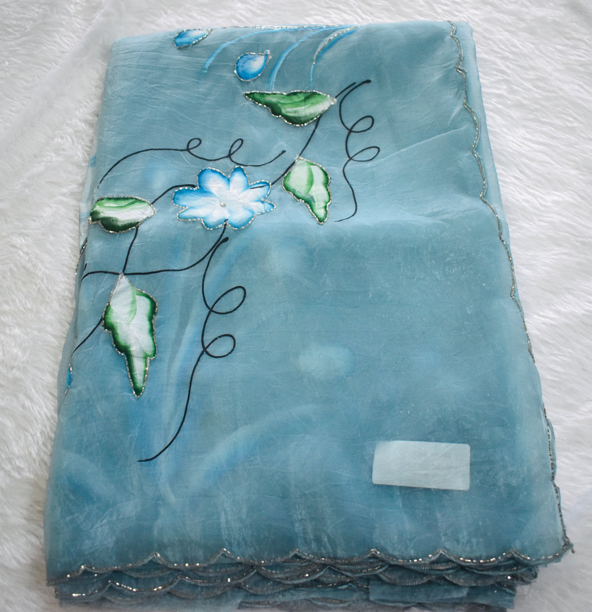 Pastel Blue Crush Tissue Hand Paint