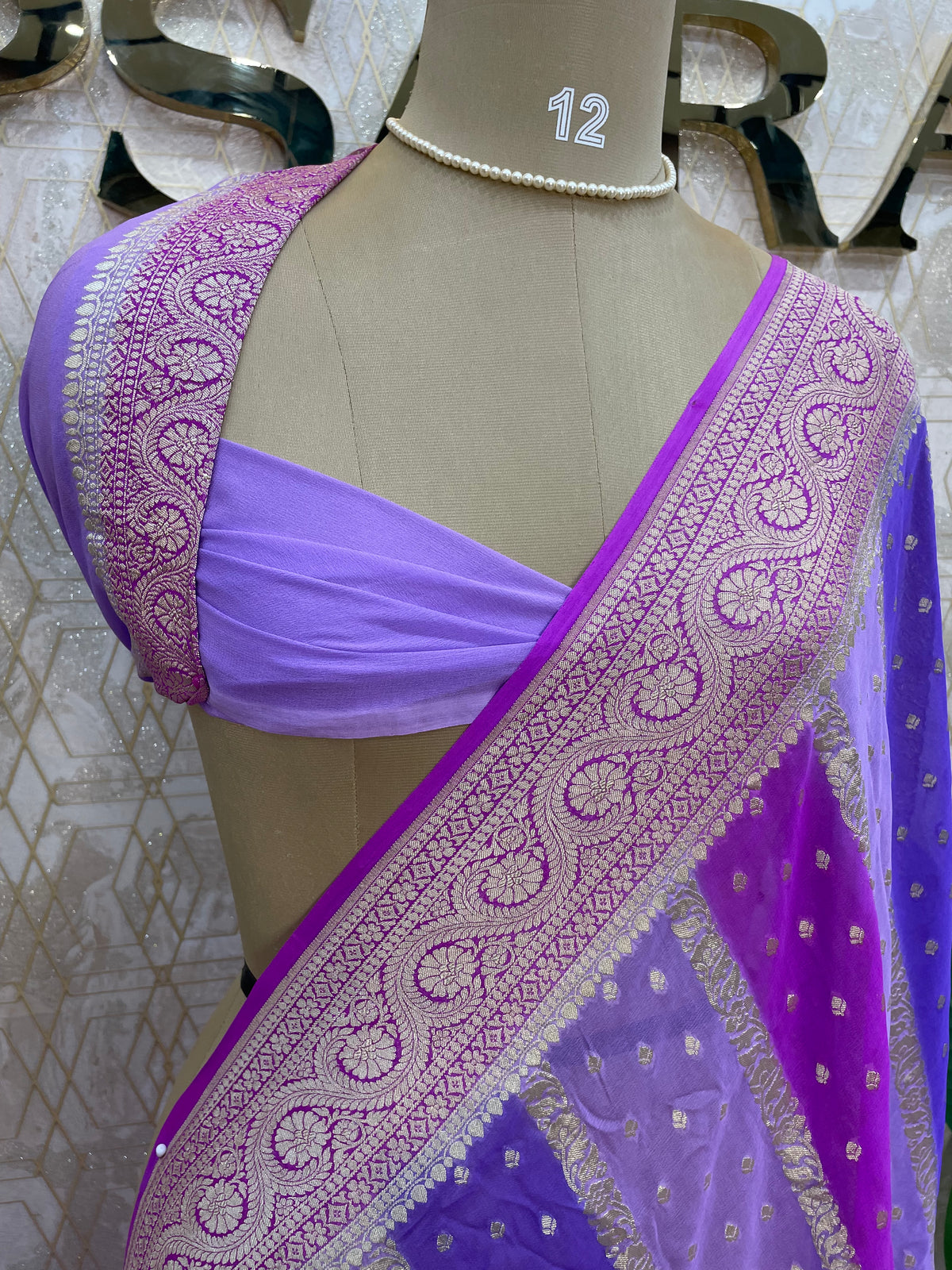 Pink n Purple Dual Shade Pure Khadi Rangkart Georgette Saree 04
