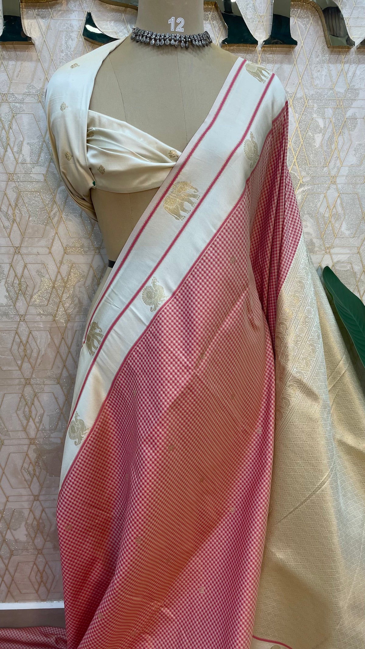 Pink n Cream Semi Silk Saree 95