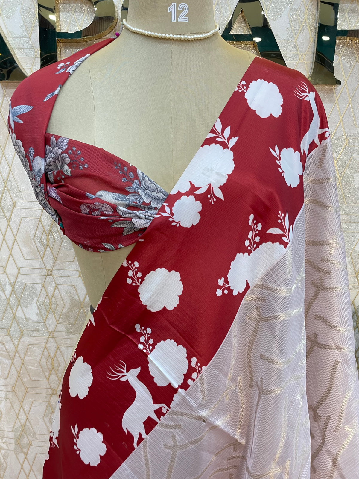 Red ZariKota Check’s Saree 89