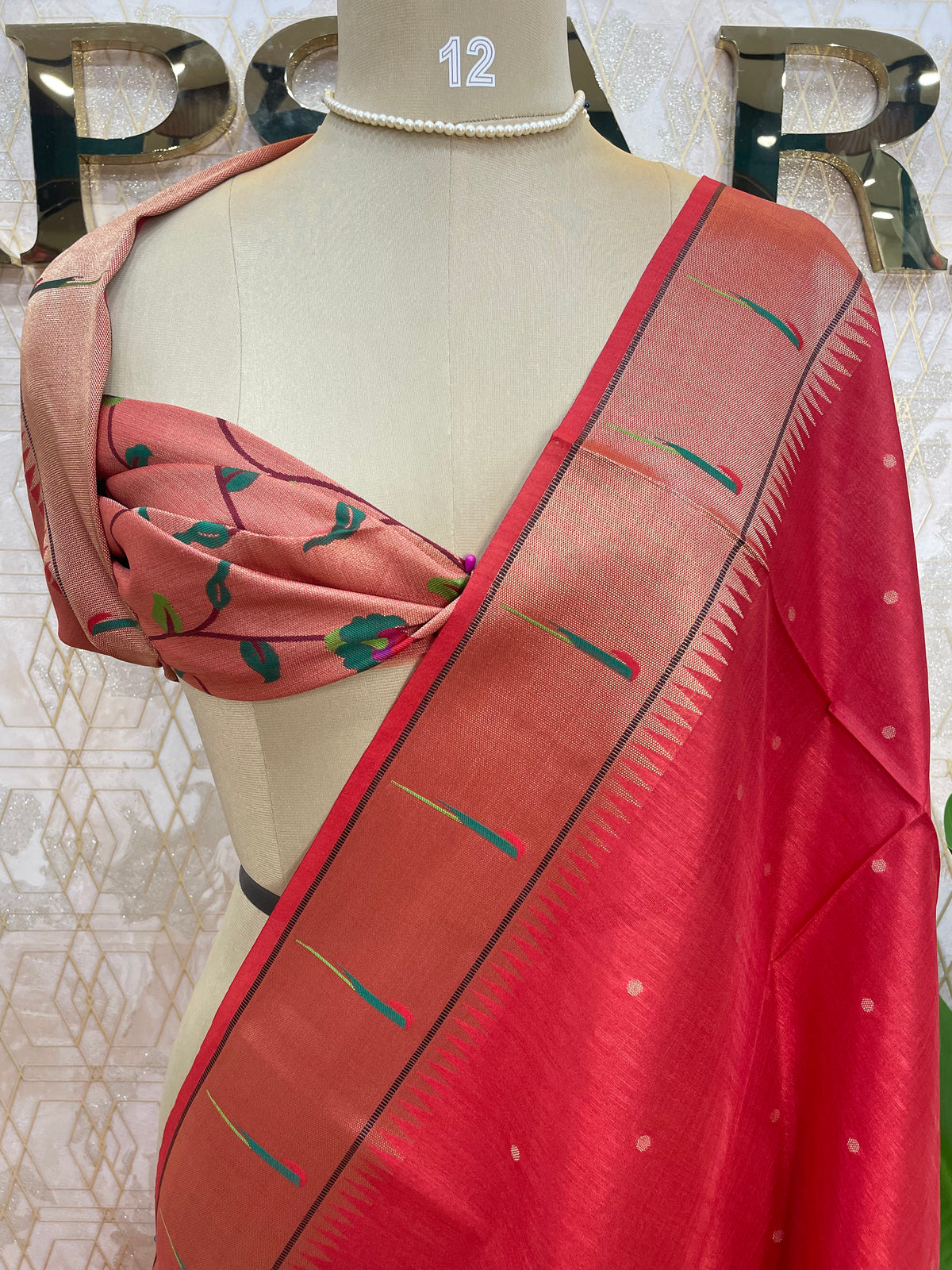 Red Raw Silk Paithani Work Saree 71