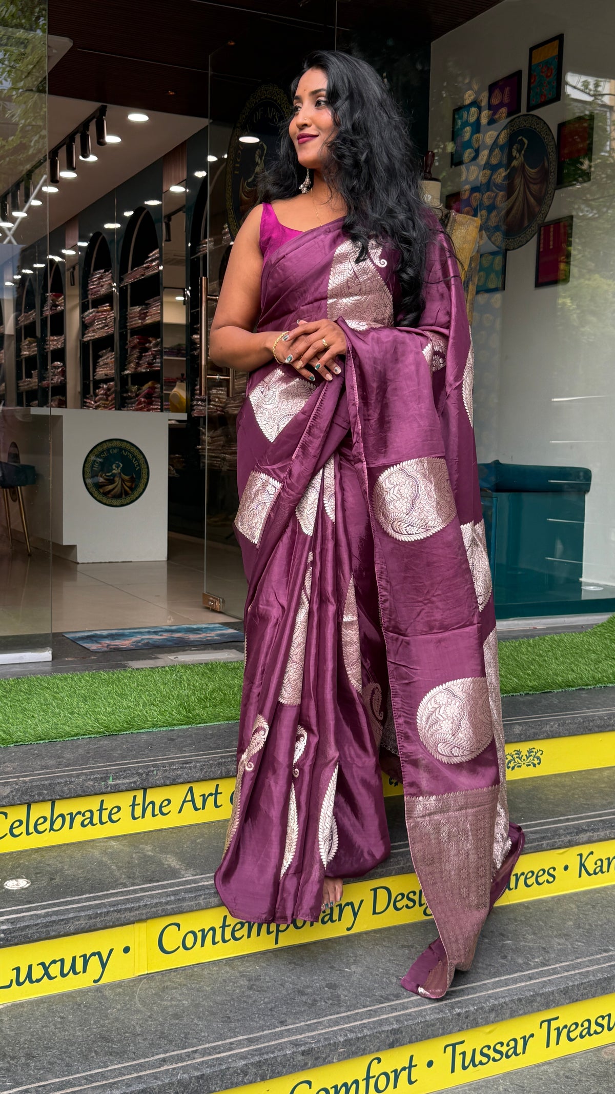 Wine Dola Crepe Silk Saree 25
