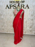 Red Handwork Stitched Blouse Read To Ware Saree 55