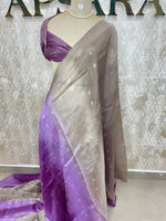 Grey n Purple Semi Tussur Kora Dual Shade Saree 36
