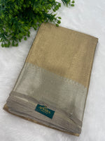 Gold n Grey Pure Tissue Brocade Saree 11