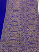 Royal Blue Pure Khadi Banarasi Crepe Saree Self 06