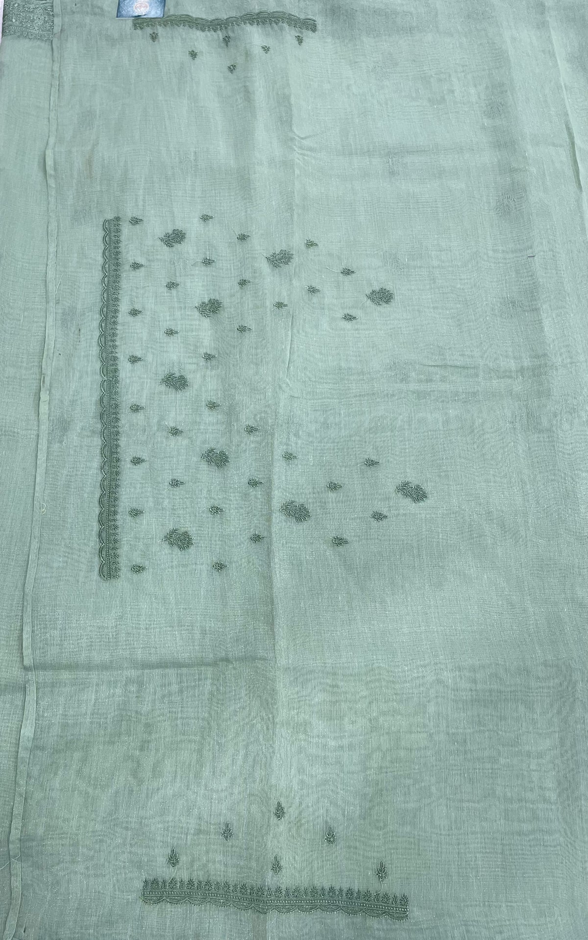 Mint Green Soft Tissue Embroidery Saree 17