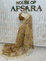 Yellow Soft Organza Embroidery Saree 49