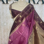 Maroon n Brown Dola Crepe Vintage Border Saree 310