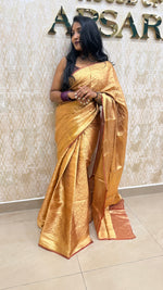 Gold n Brown Pure Tissue Brocade Saree 11
