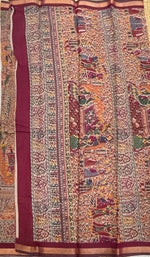 Maroon Position Print Mangalgiri Cotton Silk Saree 13