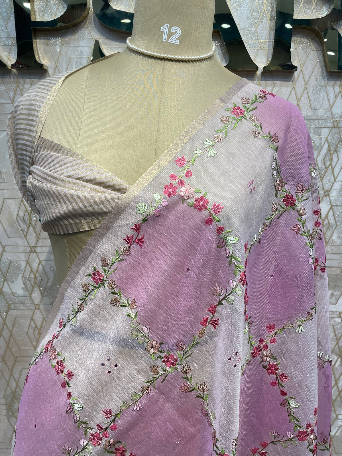 Pink Soft Tissue Embroidery Saree 64
