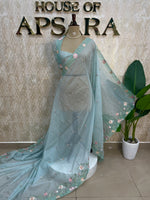 Pastel Blue Organza Saree 321