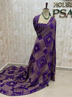 Purple Pure Banarasi Crepe Self Saree 03