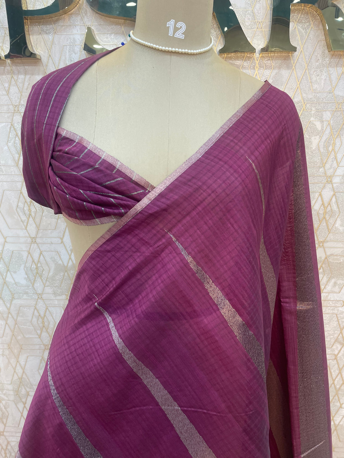 Wine Jute Lenin Saree 78